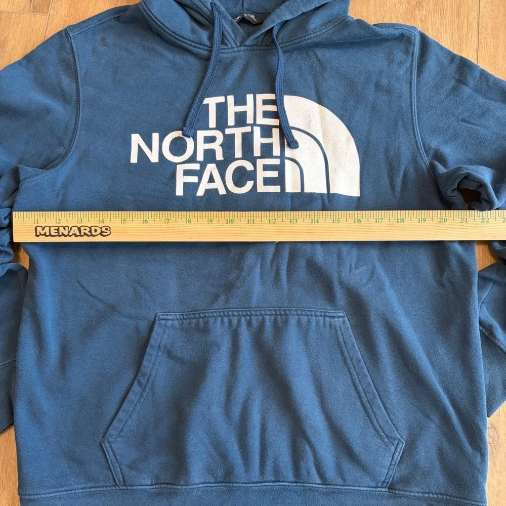 The North Face Mens Blue Graphic Logo Pullover Hoodie Sweatshirt Size M